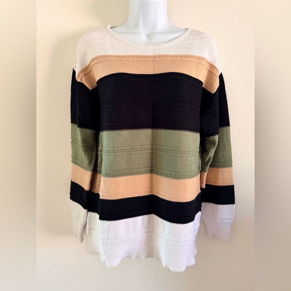 zeagoo Sweaters - Zeagoo Women's Sweater with Black, Green, and Tan Stripes
